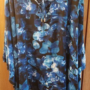 Avenue Sheer Blue/Black Blouse